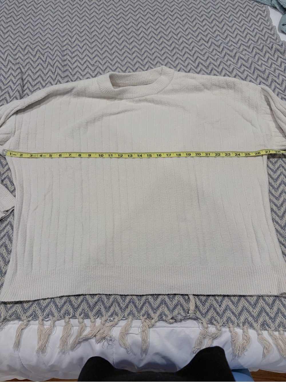 aerie Cream Ribbed Crewneck Sweater - Picture 6 of 8